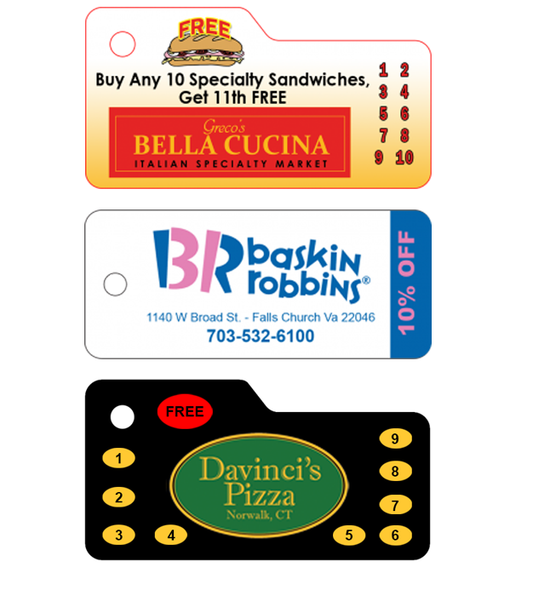 Pizza & Sub Shop Rewards Key Tags